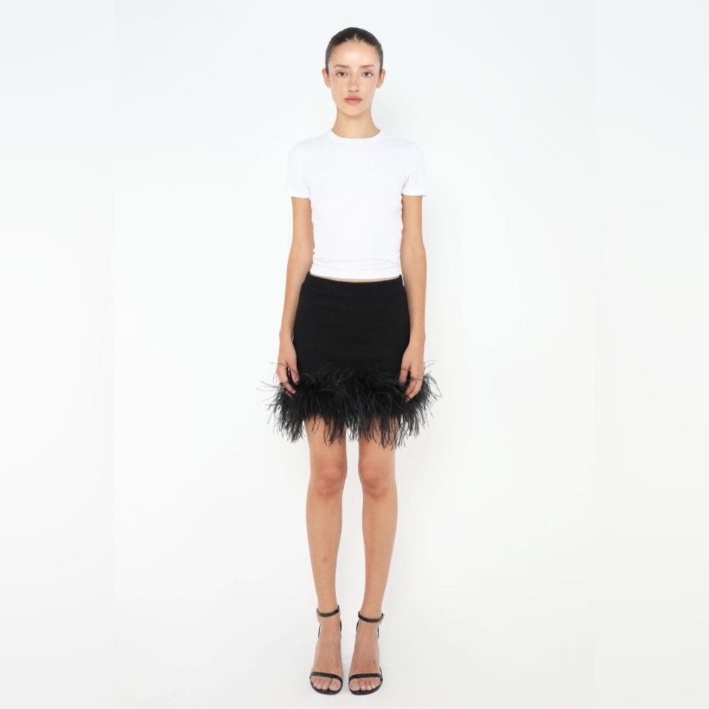 MIU MIU 2022 Cashmere Feather Trim Mini Skirt US4/IT40 - Picture 2 of 11